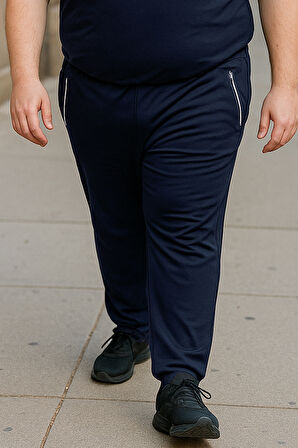 Büyük Beden Pamuk Dokulu Erkek Eşofman Altı 24702 Lacivert | 5XL