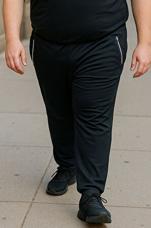 Büyük Beden Pamuk Dokulu Erkek Eşofman Altı 24702 Siyah | 4XL