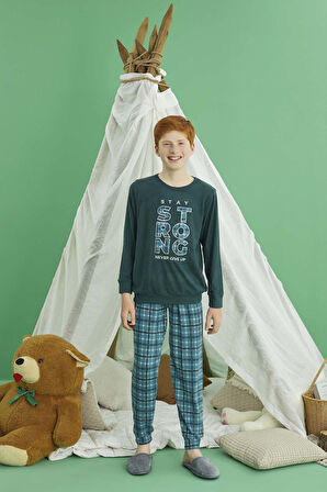 Erkek Çocuk Termal Pijama Takımı 240885 Petrol | 9 Yaş