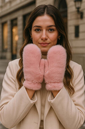 Kadın Peluş Eldiven ELD-32 Pudra | Standart