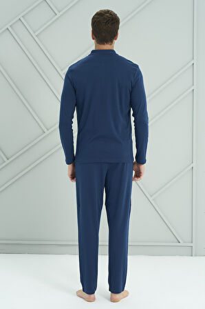 Erkek Interlok Penye Uzun Kol Pijama Takımı 2206 Açık Lacivert | XL