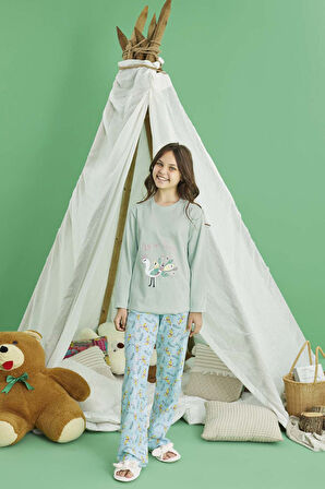 Genç Kız Aydoğan Pamuklu Pijama Takımı 240769 Mint | 15 Yaş