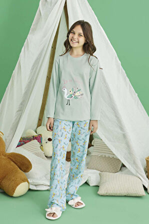 Genç Kız Aydoğan Pamuklu Pijama Takımı 240769 Mint | 15 Yaş