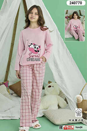 Genç Kız Aydoğan Pamuklu Pijama Takımı 240770 Pudra01 | 15 Yaş