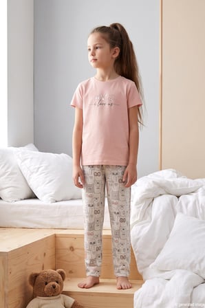Desenli Kız Çocuk Süprem Pamuklu Pijama Takımı 260285 | 9 Yaş