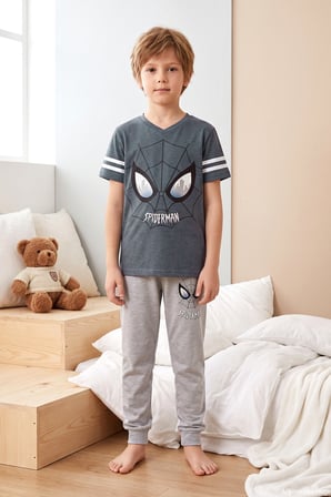 Erkek Çocuk Kısa Kol Şortlu Penye Pijama Takımı 4305 İndigo | 10-11 Yaş