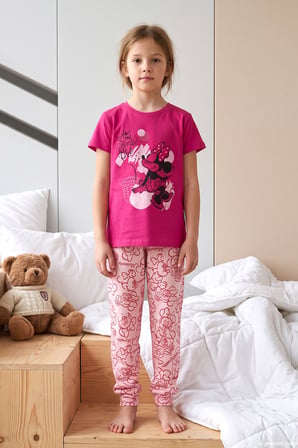 Kız Çocuk Kısa Kol Baskılı Penye Pijama Takımı 3039 Fuşya | 2-3 YAŞ