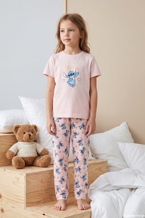 Kız Çocuk Kısa Kol Baskılı Penye Pijama Takımı 6572 Pudra | 2-3 YAŞ