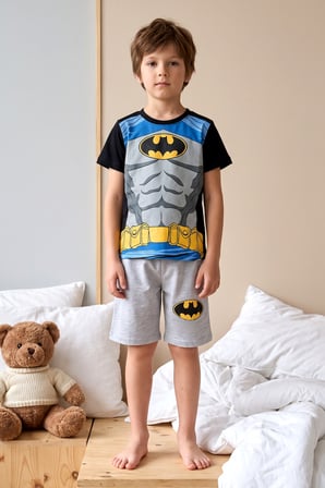 Erkek Çocuk Kısa Kol Penye Pijama Takımı 3986 Gri | 5-6 Yaş