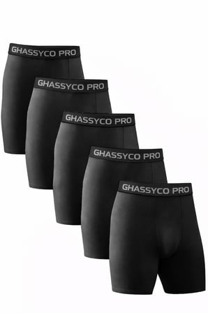 Ghassy Co. Erkek Pamuklu Likralı Spor Boxer 5'li Set Yumuşak Dokulu ve Rahat Kemerli