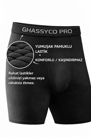 Ghassy Co. Erkek Pamuklu Likralı Spor Boxer 5'li Set Yumuşak Dokulu ve Rahat Kemerli