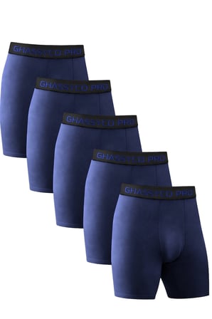 Ghassy Co. Erkek Pamuklu Likralı Spor Boxer 5'li Set Yumuşak Dokulu ve Rahat Kemerli
