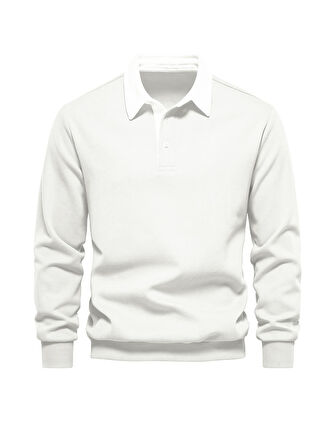 Ghassy Co. Erkek Retro Renk Bloklu Pamuklu Gömlek Yaka Sweatshirt