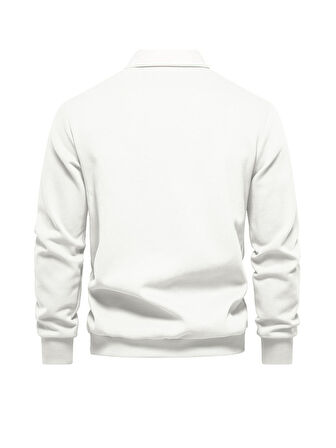 Ghassy Co. Erkek Retro Renk Bloklu Pamuklu Gömlek Yaka Sweatshirt