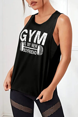 Ghassy Co. Kadın Gym Baskılı Nefes Alabilen Fitness Yoga Koşu Kolsuz Spor Atlet