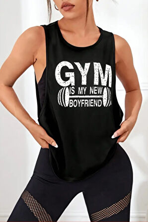 Ghassy Co. Kadın Gym Baskılı Nefes Alabilen Fitness Yoga Koşu Kolsuz Spor Atlet