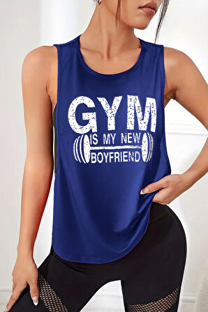 Ghassy Co. Kadın Gym Baskılı Nefes Alabilen Fitness Yoga Koşu Kolsuz Spor Atlet