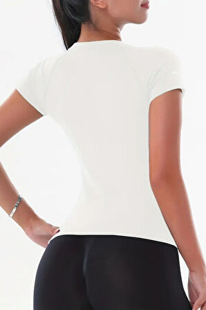 Kadın Nefes Alabilir Yüksek Esnek Kısa Kollu, Yoga Fitness ve Koşu İçin Motivasyonel Tasarım Tişört