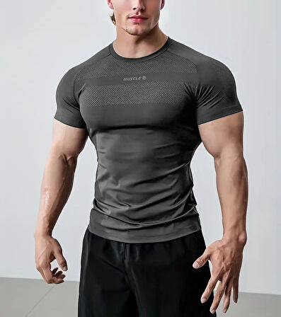 Ghassy Co. Erkek Nem Emici Hızlı Kuruyan Renk Solmayan Atletik Teknik Fitness Spor T-shirt