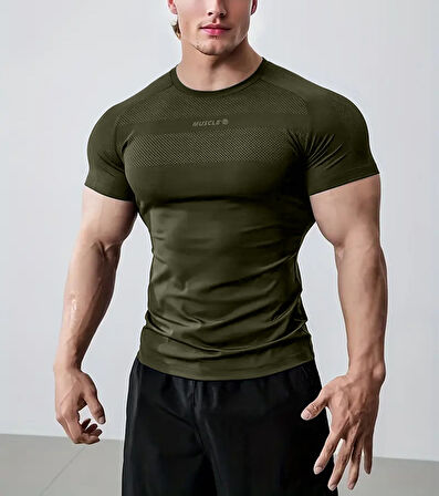 Ghassy Co. Erkek Nem Emici Hızlı Kuruyan Renk Solmayan Atletik Teknik Fitness Spor T-shirt