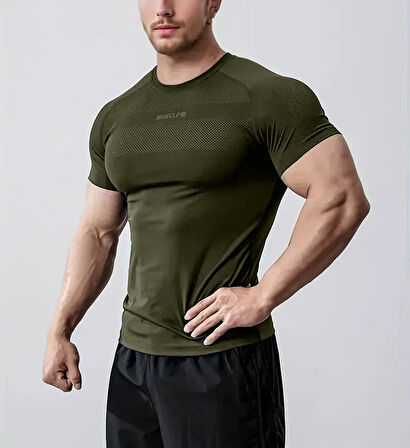 Ghassy Co. Erkek Nem Emici Hızlı Kuruyan Renk Solmayan Atletik Teknik Fitness Spor T-shirt