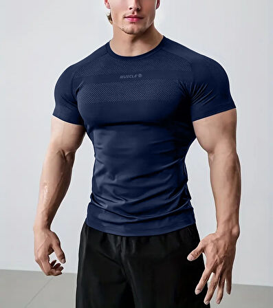 Ghassy Co. Erkek Nem Emici Hızlı Kuruyan Renk Solmayan Atletik Teknik Fitness Spor T-shirt