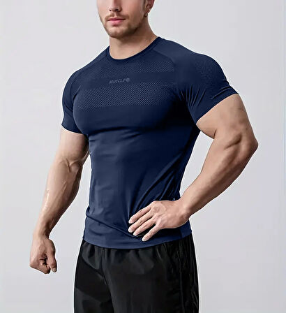 Ghassy Co. Erkek Nem Emici Hızlı Kuruyan Renk Solmayan Atletik Teknik Fitness Spor T-shirt