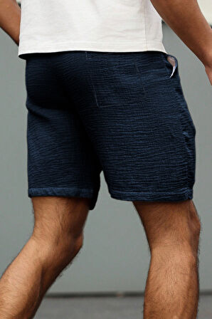 Ghassy Co. Erkek %100 Pamuk Muslin Keten Rahat Günlük Cepli Bağcıklı Tatil Şort