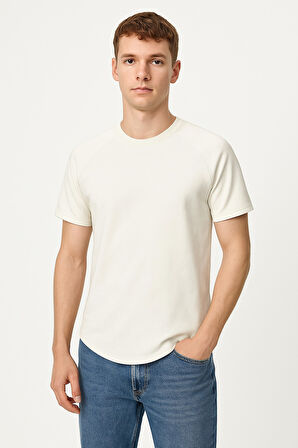 Ghassy Co. Erkek Reglan Oval Kesim %100 Pamuk Yumuşak Dokulu Bisiklet Yaka T-shirt