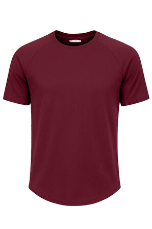 Ghassy Co. Erkek Reglan Oval Kesim %100 Pamuk Yumuşak Dokulu Bisiklet Yaka T-shirt