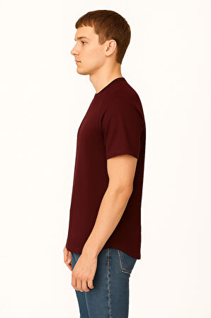 Ghassy Co. Erkek Reglan Oval Kesim %100 Pamuk Yumuşak Dokulu Bisiklet Yaka T-shirt