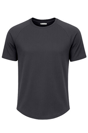 Ghassy Co. Erkek Reglan Oval Kesim %100 Pamuk Yumuşak Dokulu Bisiklet Yaka T-shirt