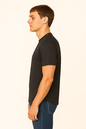 Ghassy Co. Erkek Reglan Oval Kesim %100 Pamuk Yumuşak Dokulu Bisiklet Yaka T-shirt