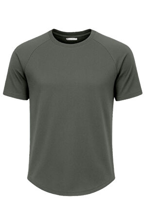 Ghassy Co. Erkek Reglan Oval Kesim %100 Pamuk Yumuşak Dokulu Bisiklet Yaka T-shirt