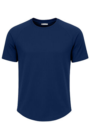 Ghassy Co. Erkek Reglan Oval Kesim %100 Pamuk Yumuşak Dokulu Bisiklet Yaka T-shirt