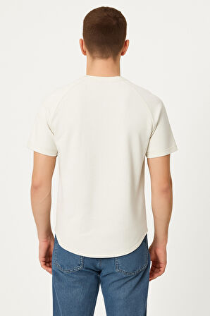 Ghassy Co. Erkek Reglan Oval Kesim %100 Pamuk Yumuşak Dokulu Bisiklet Yaka T-shirt