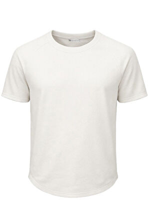 Ghassy Co. Erkek Reglan Oval Kesim %100 Pamuk Yumuşak Dokulu Bisiklet Yaka T-shirt