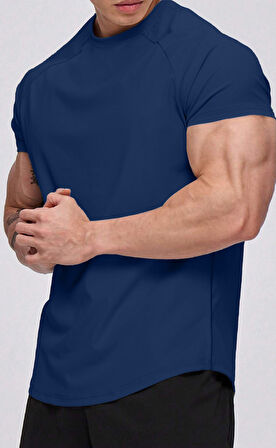 Ghassy Co. Erkek Running Sports Reglan Oval Kesim Penye T-shirt