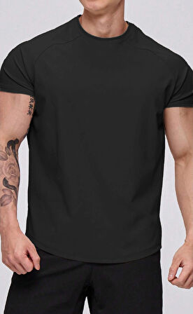 Ghassy Co. Erkek Running Sports Reglan Oval Kesim Penye T-shirt