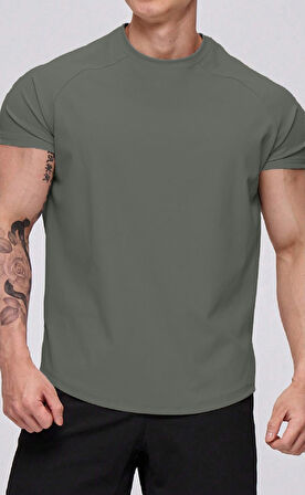 Ghassy Co. Erkek Running Sports Reglan Oval Kesim Penye T-shirt