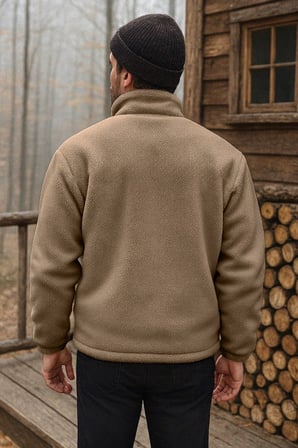 Ghassy Co. Erkek Pro Termal İç Dış Sherpa Sonbahar Kış Tam Fermuarlı Peluş Sweatshirt
