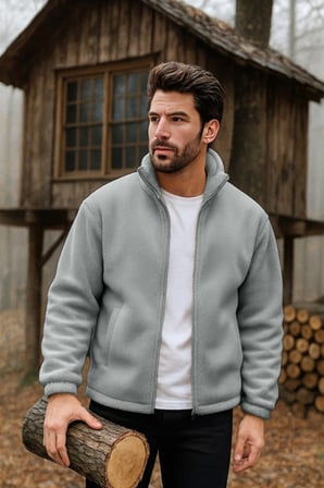 Ghassy Co. Erkek Pro Termal İç Dış Sherpa Sonbahar Kış Tam Fermuarlı Peluş Sweatshirt