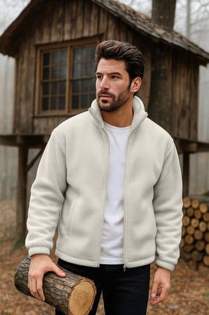 Ghassy Co. Erkek Pro Termal İç Dış Sherpa Sonbahar Kış Tam Fermuarlı Peluş Sweatshirt