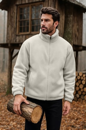 Ghassy Co. Erkek Pro Termal İç Dış Sherpa Sonbahar Kış Tam Fermuarlı Peluş Sweatshirt