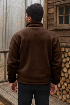 Ghassy Co. Erkek Pro Termal İç Dış Sherpa Sonbahar Kış Tam Fermuarlı Peluş Sweatshirt