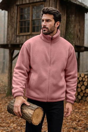 Ghassy Co. Erkek Pro Termal İç Dış Sherpa Sonbahar Kış Tam Fermuarlı Peluş Sweatshirt