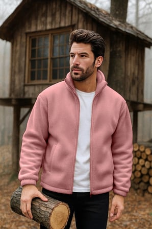 Ghassy Co. Erkek Pro Termal İç Dış Sherpa Sonbahar Kış Tam Fermuarlı Peluş Sweatshirt