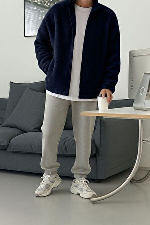 Ghassy Co. Erkek Isı Termal İç Dış Sherpa Sonbahar Kış Tam Fermuarlı Peluş Polar Sweatshirt