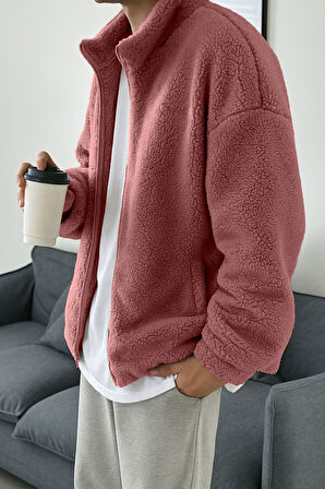 Ghassy Co. Erkek Isı Termal İç Dış Sherpa Sonbahar Kış Tam Fermuarlı Peluş Polar Sweatshirt