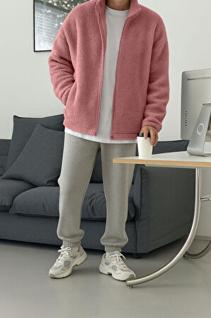 Ghassy Co. Erkek Isı Termal İç Dış Sherpa Sonbahar Kış Tam Fermuarlı Peluş Polar Sweatshirt